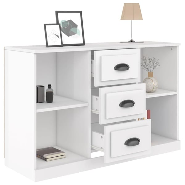 vidaXL skænk 104,5x35,5x67,5 cm konstrueret træ hvid højglans