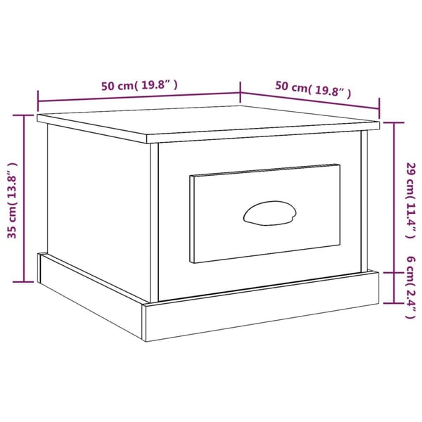 vidaXL Salongbord hvit 50x50x35 cm konstruert tre