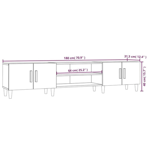vidaXL tv-bord 180x31,5x40 cm konstrueret træ røget egetræsfarve