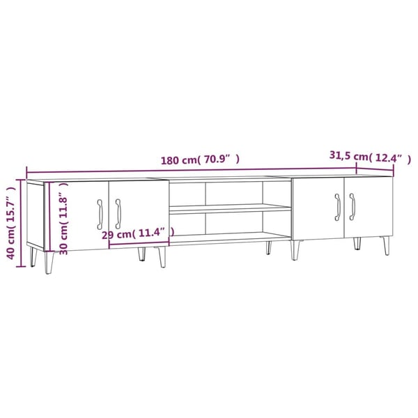 vidaXL TV-benk betonggrå 180x31,5x40 cm konstruert tre