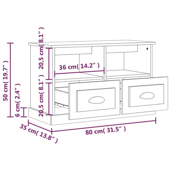 vidaXL TV-benk høyglans hvit 80x35x50 cm konstruert tre