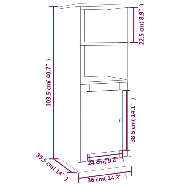 vidaXL Highboard hvit 36x35,5x103,5 cm konstruert tre