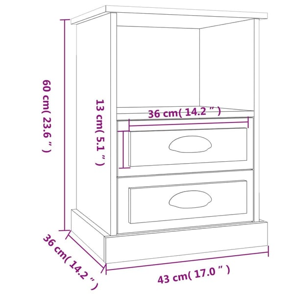 vidaXL sengebord 43x36x60 cm hvid