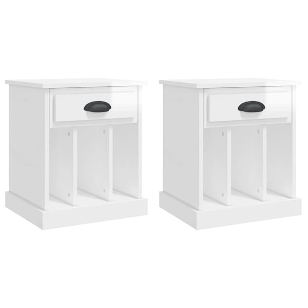 vidaXL sengeborde 2 stk. 43x36x50 cm hvid højglans