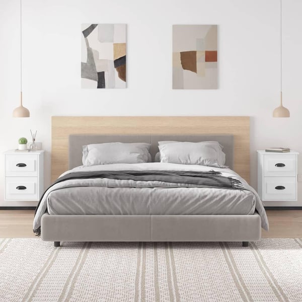 vidaXL Veggmonterte nattbord 2 stk høyglans hvit 41,5x36x53 cm