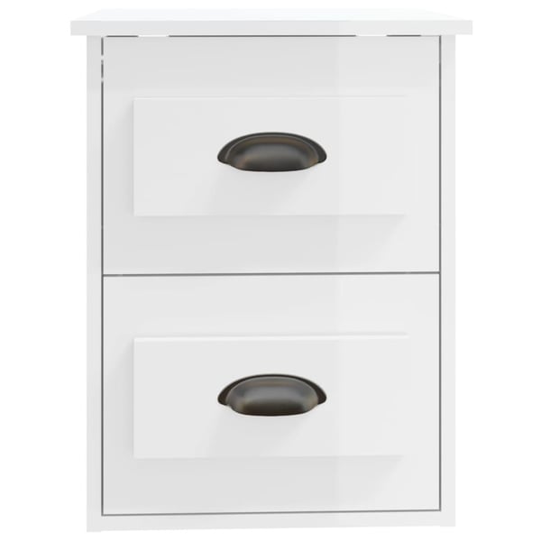 vidaXL Veggmonterte nattbord 2 stk høyglans hvit 41,5x36x53 cm
