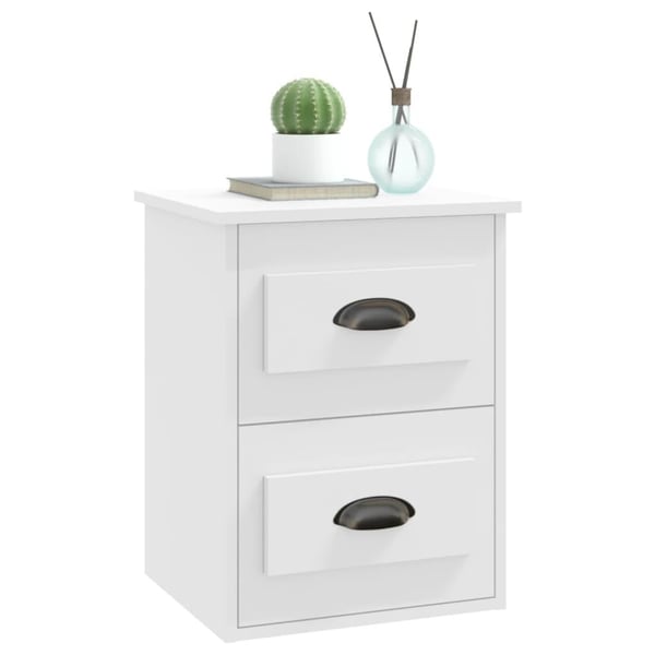 vidaXL Veggmonterte nattbord 2 stk hvit 41,5x36x53 cm