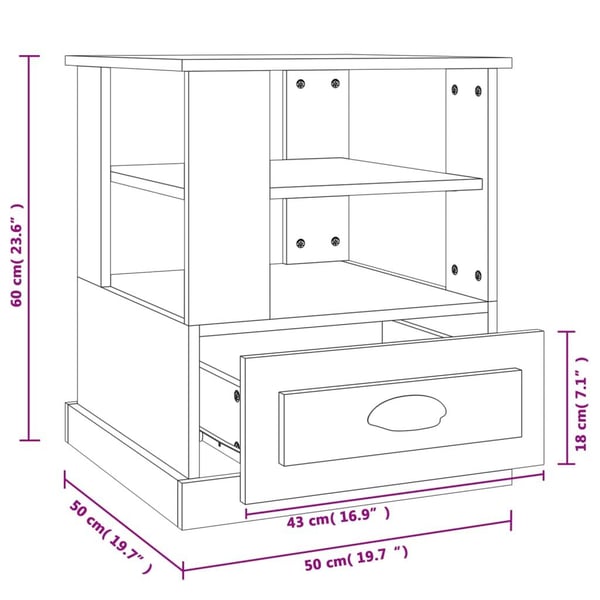 vidaXL Sidebord hvit 50x50x60 cm konstruert tre