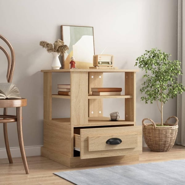 vidaXL Sidebord sonoma eik 50x50x60 cm konstruert tre