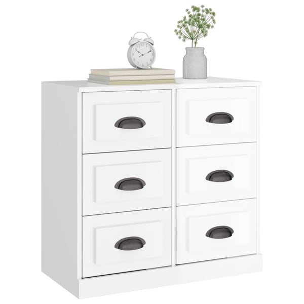 vidaXL skænk 70x35,5x67,5 cm konstrueret træ hvid højglans