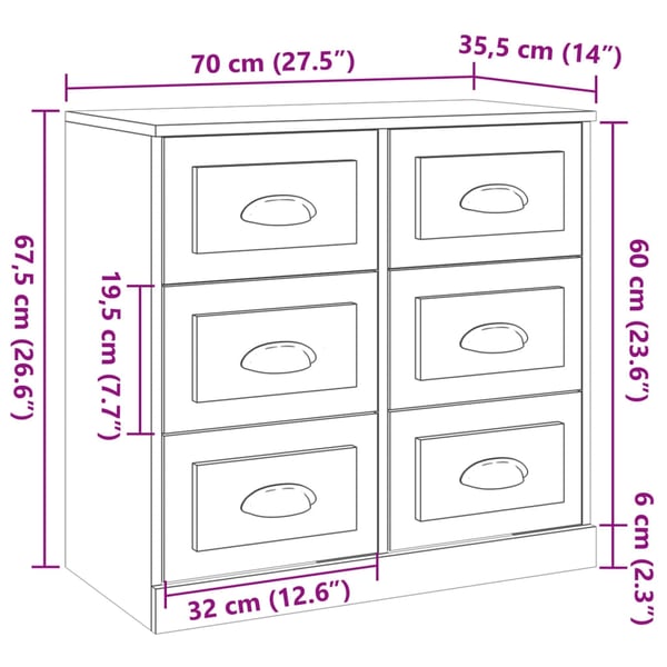 vidaXL Skjenk røkt eik 70x35,5x67,5 cm konstruert tre