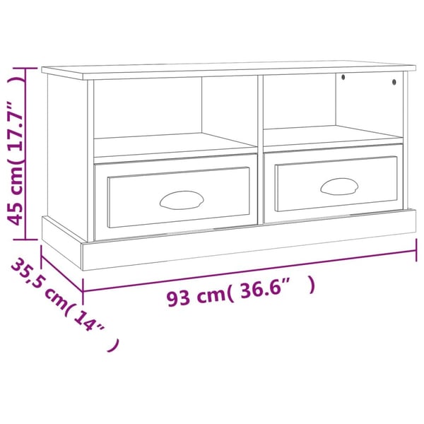 vidaXL TV-benk høyglans hvit 93x35,5x45 cm konstruert tre