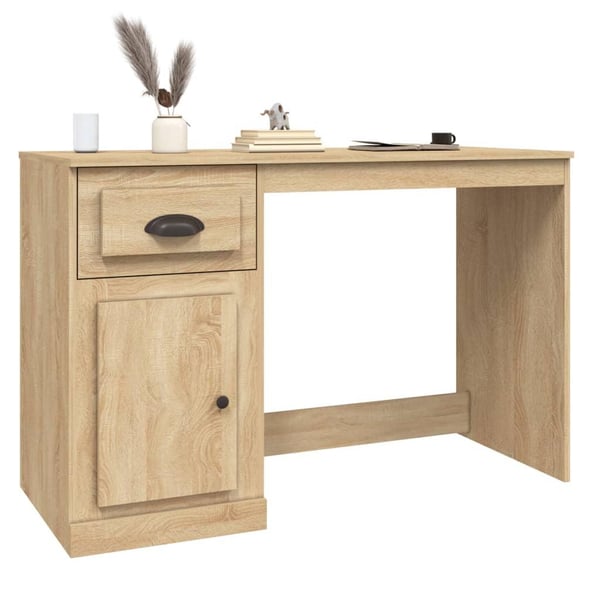 vidaXL Skrivebord med skuff sonoma eik 115x50x75 cm konstruert tre