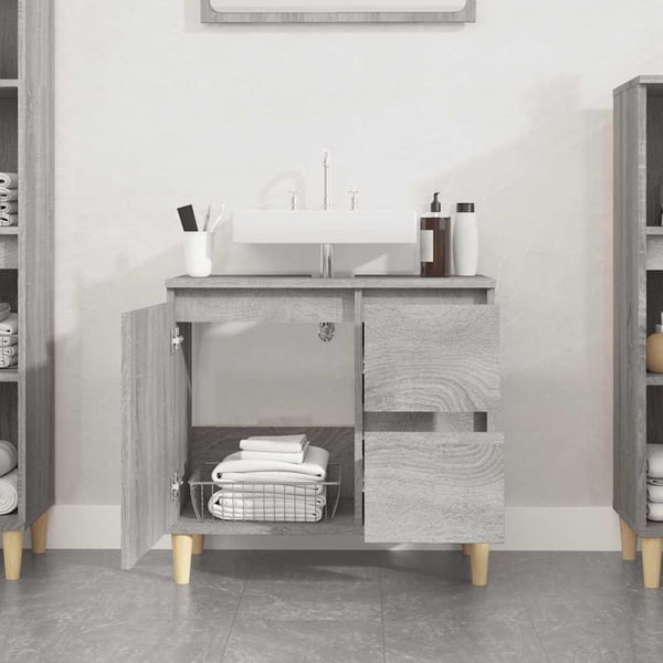 vidaXL badeværelsesskab 65x33x60 cm konstrueret træ grå sonoma-eg