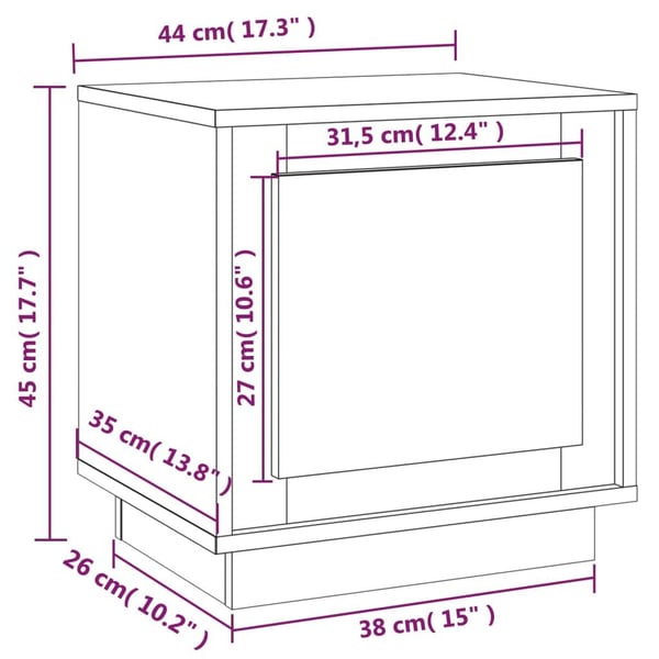 vidaXL Nattbord sonoma eik 44x35x45 cm konstruert tre