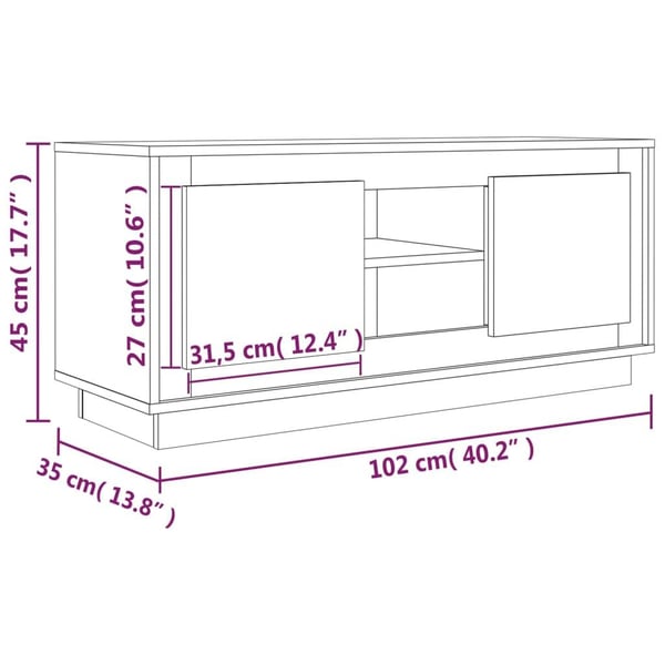 vidaXL TV-benk røkt eik 102x35x45 cm konstruert tre