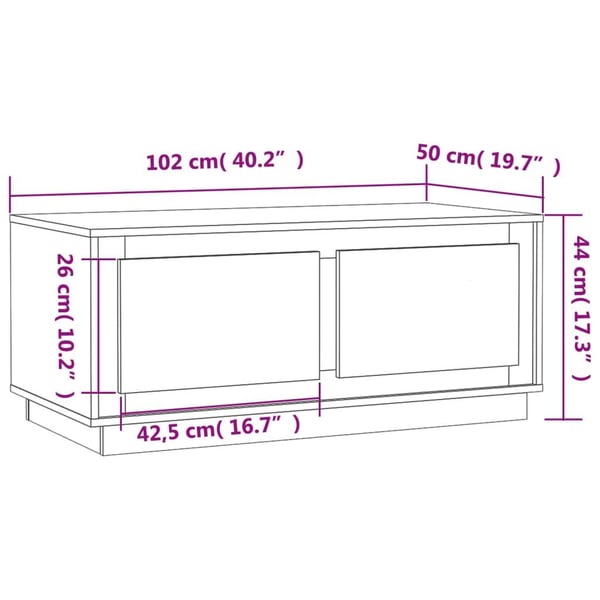 vidaXL Salongbord grå sonoma 102x50x44 cm konstruert tre