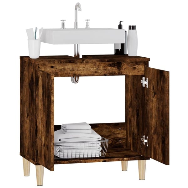 vidaXL Tvättställsskåp rökfärgad ek 58x33x60 cm konstruerat trä