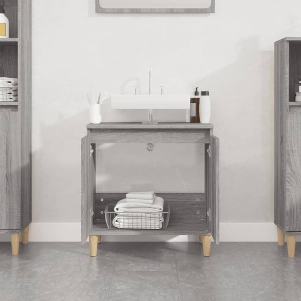 vidaXL skab til håndvask 58x33x60 cm konstrueret træ grå sonoma-eg