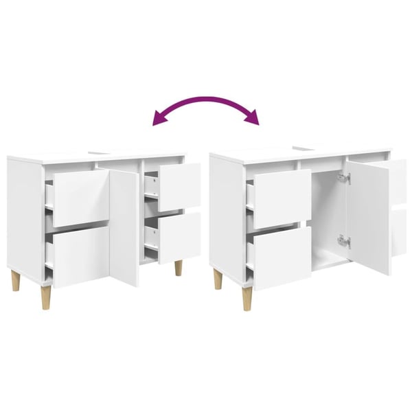 vidaXL Servantskap hvit 80x33x60 cm konstruert tre