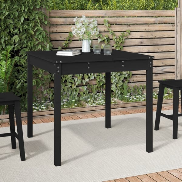 vidaXL Puutarhapöytä musta 82,5x82,5x76 cm täysi mänty