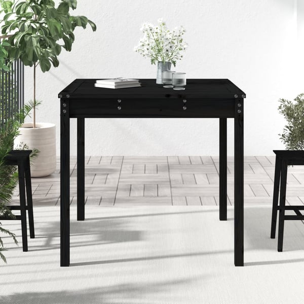 vidaXL Puutarhapöytä musta 82,5x82,5x76 cm täysi mänty