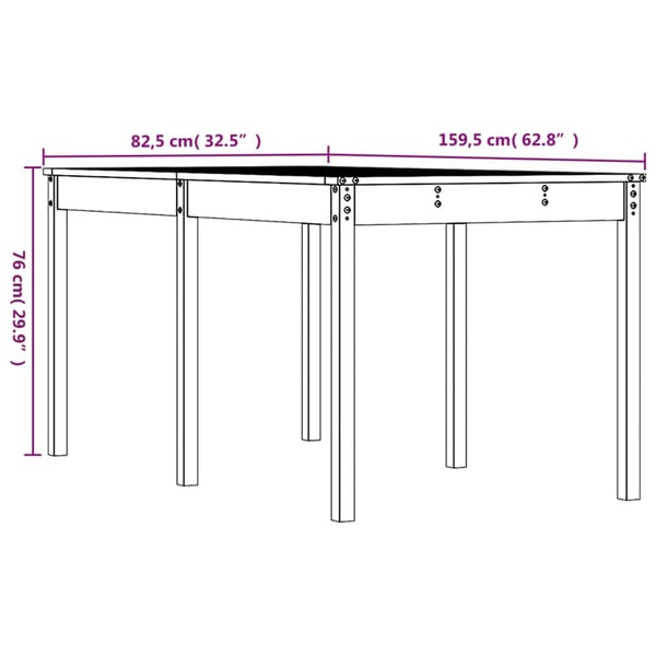 vidaXL Hagebord honningbrun 159,5x82,5x76 cm heltre furu