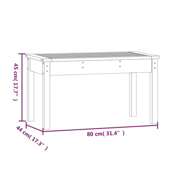 vidaXL Puutarhapenkki musta 80x44x45 cm täysi mänty