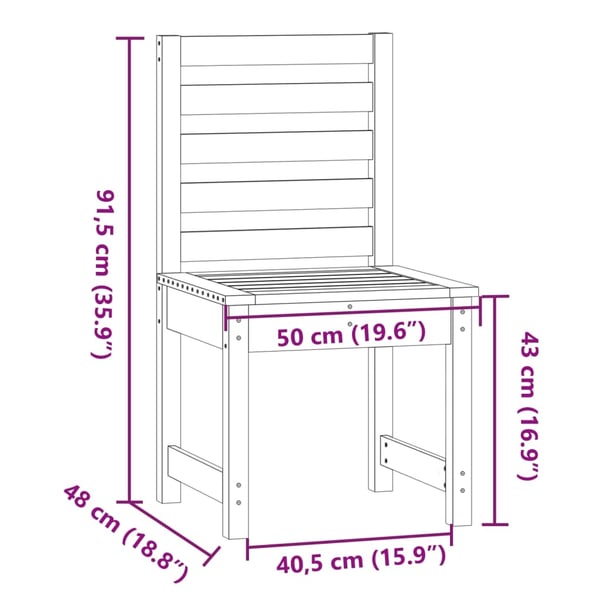 vidaXL Hagestoler 2 stk 40,5x48x91,5 cm heltre douglasgran