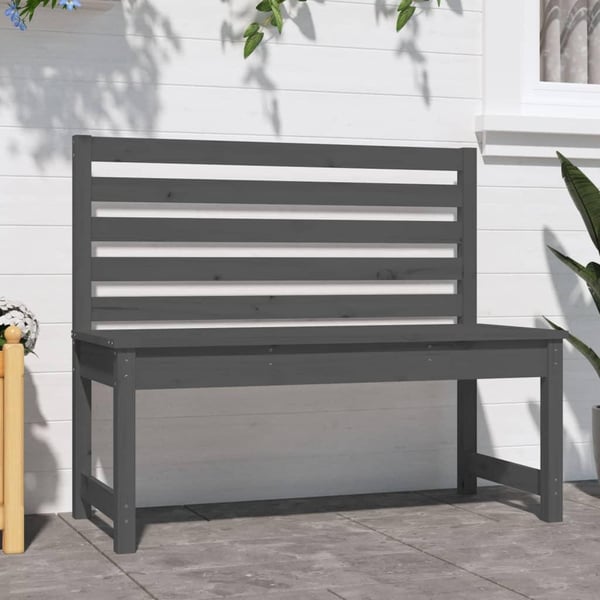 vidaXL Puutarhapenkki harmaa 109 cm täysi mänty