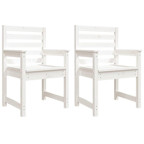 vidaXL Hagestoler 2 stk hvit 60x48x91 cm heltre furu