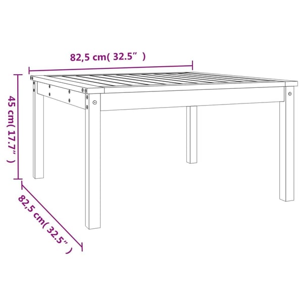 vidaXL Puutarhapöytä harmaa 82,5x82,5x45 cm täysi mänty