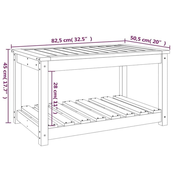 vidaXL Trädgårdsbord vit 82,5x50,5x45 cm massiv furu