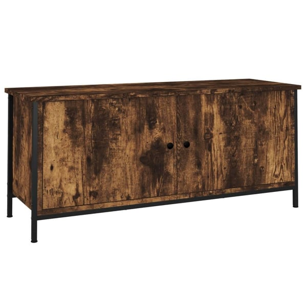 vidaXL TV-benk med dører røkt eik 102x35x45 cm konstruert tre