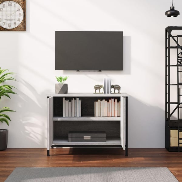vidaXL TV-benk med dører grå sonoma 60x35x45 cm konstruert tre