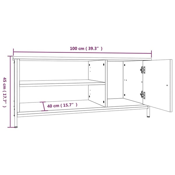vidaXL TV-benk grå sonoma 100x40x45 cm konstruert tre