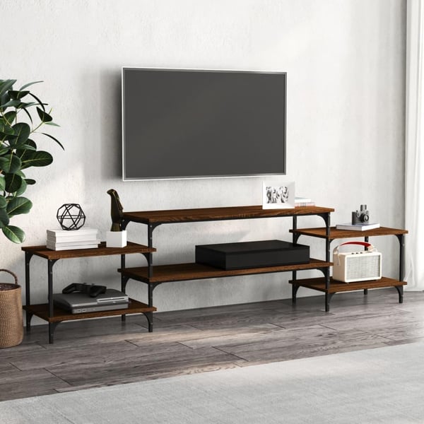 vidaXL tv-bord 197x35x52 cm konstrueret træ brun egetræsfarve