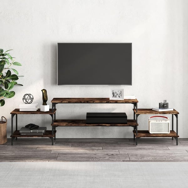 vidaXL tv-bord 197x35x52 cm konstrueret træ røget egetræsfarve