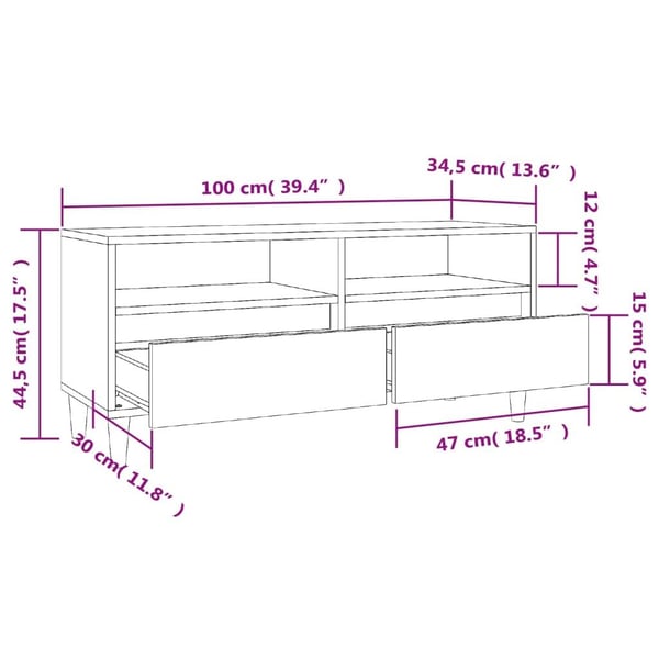 vidaXL TV-benk sonoma eik 100x34,5x44,5 cm konstruert tre