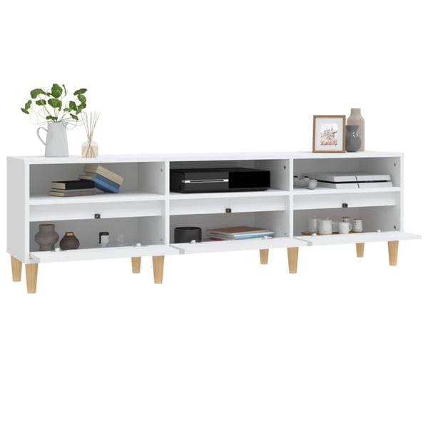 vidaXL TV-benk hvit 150x30x44,5 cm konstruert tre