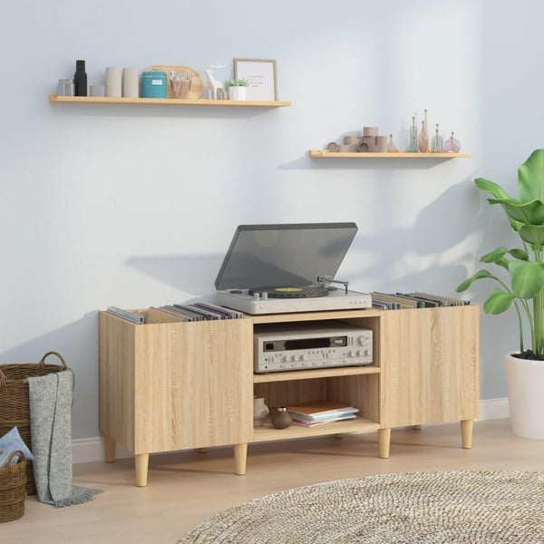 vidaXL Hifi-benk sonoma eik 121x38x48 cm konstruert tre