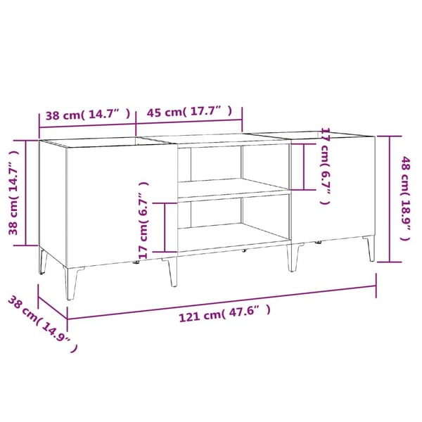 vidaXL Hifi-benk hvit 121x38x48 cm konstruert tre