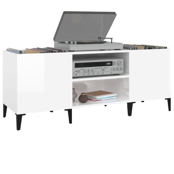 vidaXL Hifi-benk hvit 121x38x48 cm konstruert tre