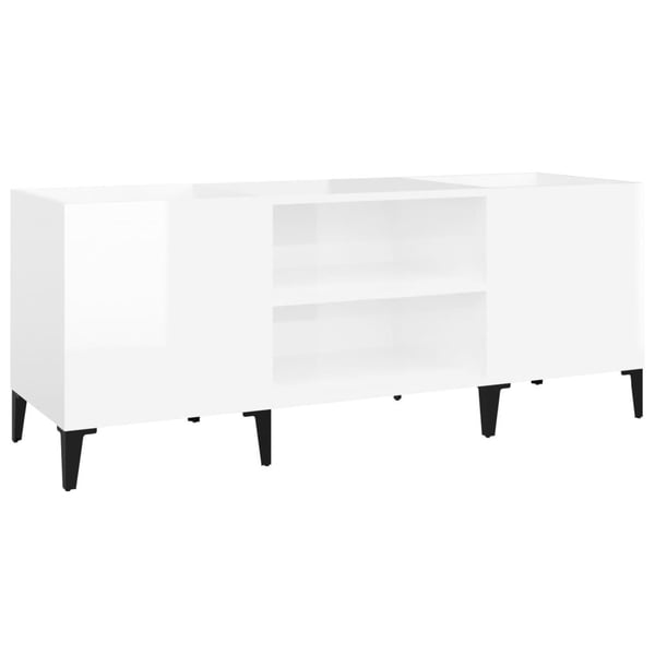 vidaXL LP-levyjen säilytyskaappi korkeakiilto valk. 121x38x48 cm puu