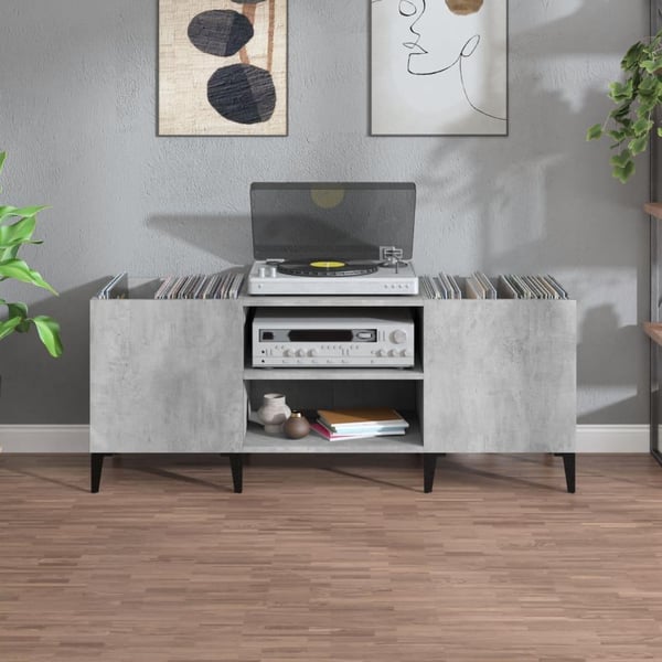 vidaXL Hifi-benk betonggrå 121x38x48 cm konstruert tre
