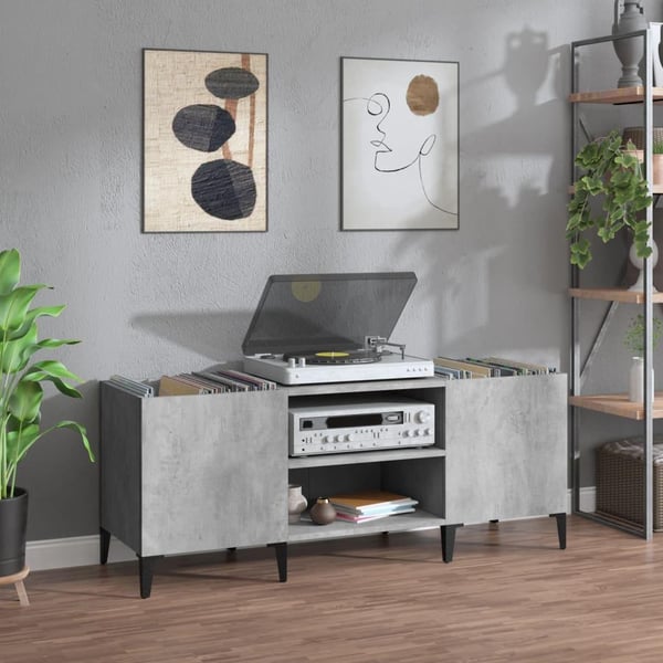 vidaXL Hifi-benk betonggrå 121x38x48 cm konstruert tre