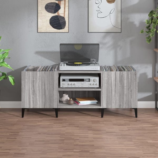 vidaXL Hifi-benk grå sonoma 121x38x48 cm konstruert tre