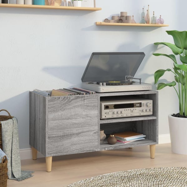 vidaXL Hifi-benk grå sonoma 84,5x38x48 cm konstruert tre