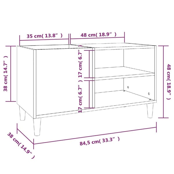 vidaXL Hifi-benk svart 84,5x38x48 cm konstruert tre