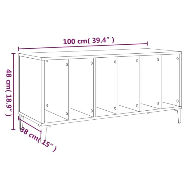 vidaXL Hifi-benk grå sonoma 100x38x48 cm konstruert tre